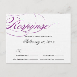 Carte de réponse de script élégante - violet