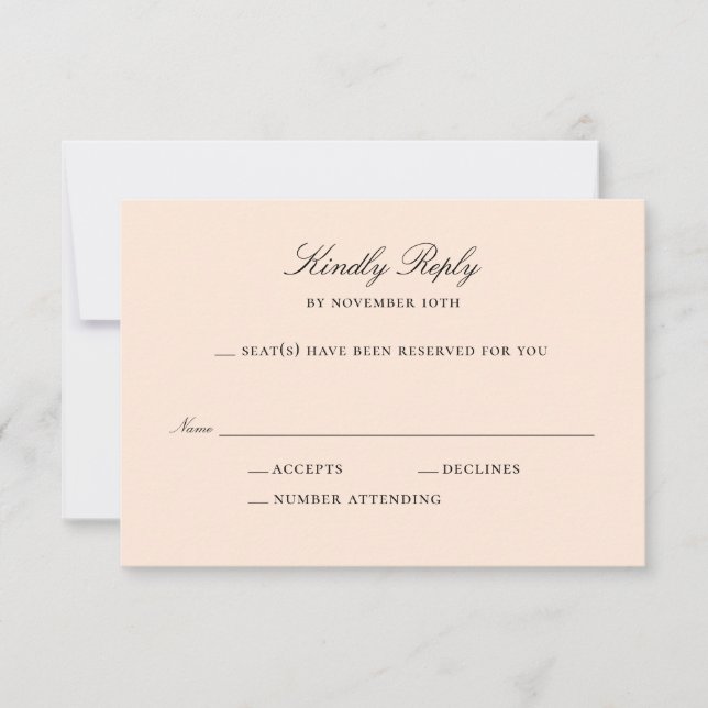 Carte de réponse d'écriture de carte RSVP simple à (Devant)