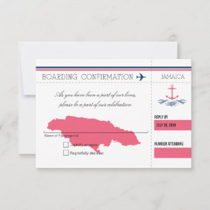 Carte de réponse d'embarquement RSVP Jamaïque