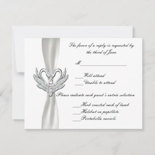 Carte de réponse des cygnes d'argent du ruban blan