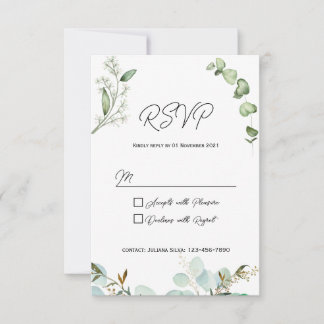 Carte de réponse d'invitation de verdure rustique