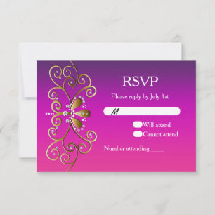 Carte de réponse d'invitation Princesse Indienne V