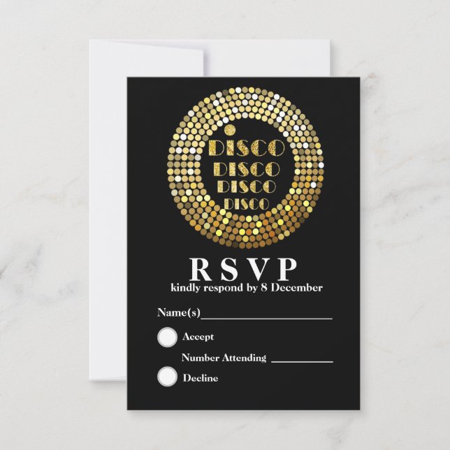 Carte de réponse Disco 3,5" x 5" (Devant)