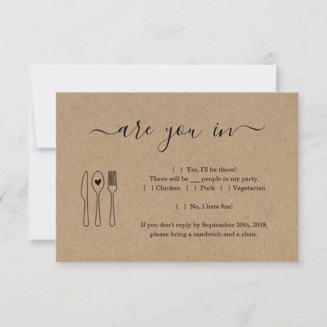 Carte de réponse drôle et mignonne pour invitation (Devant)