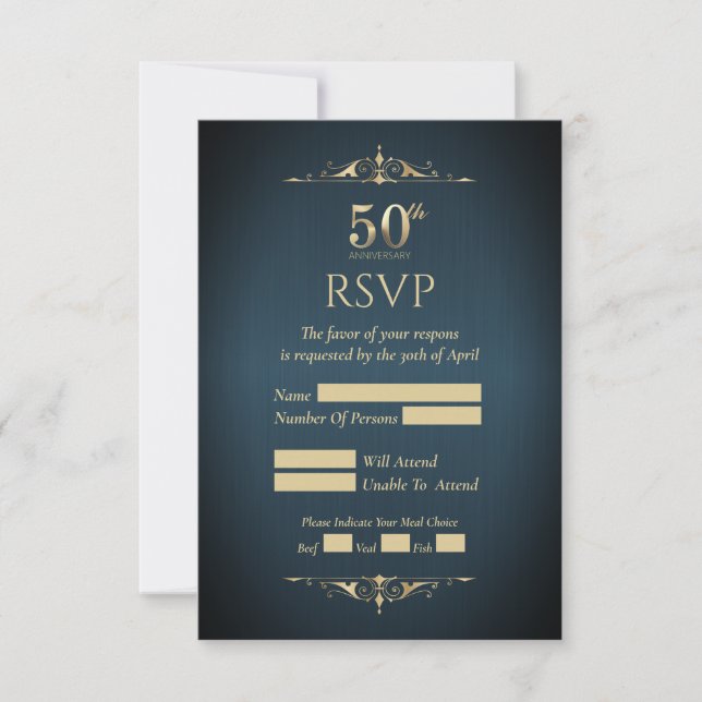 Carte de réponse du 50e anniversaire du Mariage (Devant)