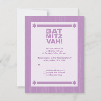 Carte de réponse du Bat mitzvah de grand type en v