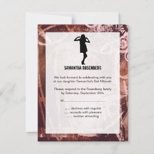 Carte de réponse du Bat mitzvah de la fête dansant