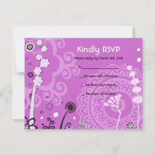 CARTE DE RÉPONSE DU Bat mitzvah FLORAL GRAS ET BEA
