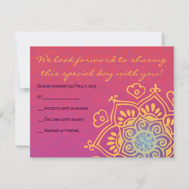 Carte de réponse du Bat mitzvah HAMSA à main rouge (Devant)