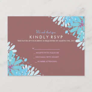 Carte de réponse du Bat mitzvah KINDA BLUE FLEURS