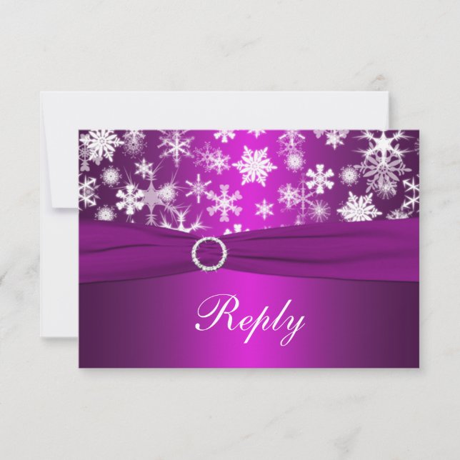 Carte de réponse du Mariage aux flocons de neige v (Devant)
