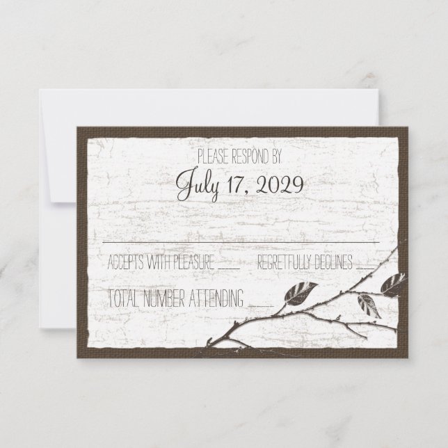 Carte de réponse du Mariage Birch Wood Deer (Devant)