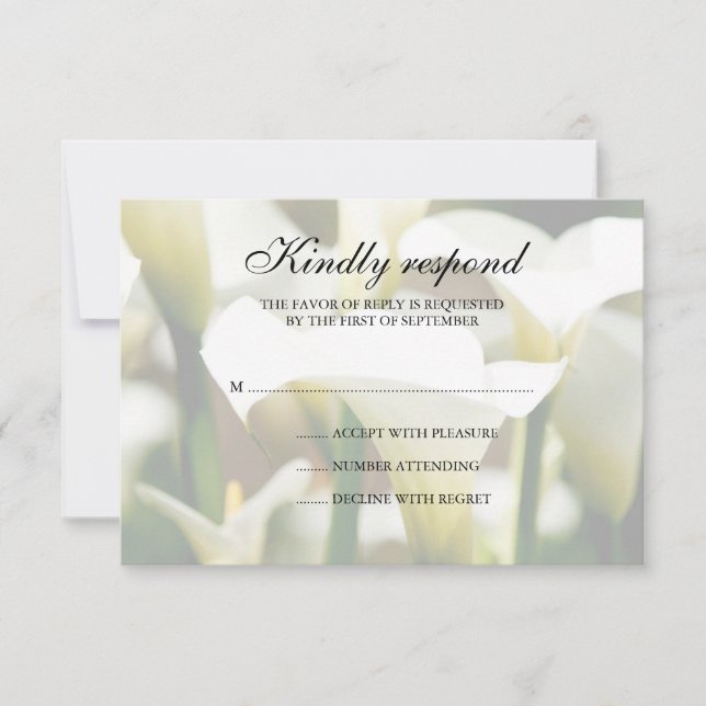 Carte de réponse du Mariage blanc Calla Lily (Devant)