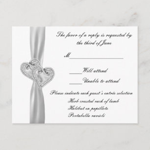 Carte de réponse du Mariage blanc Coeurs personnal