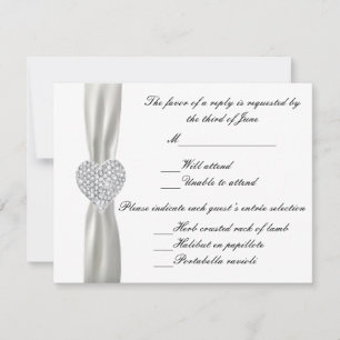 Carte de réponse du Mariage blanc Diamond Heart