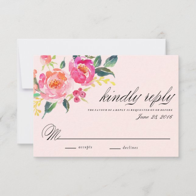 Carte de réponse du Mariage bohème Floral (Devant)