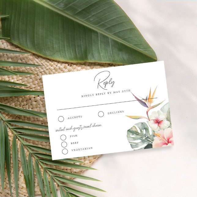 Carte de réponse du Mariage botanique tropical (Créateur téléchargé)
