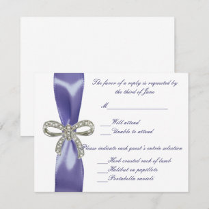 Carte de réponse du Mariage Bow Diamond bleu viole