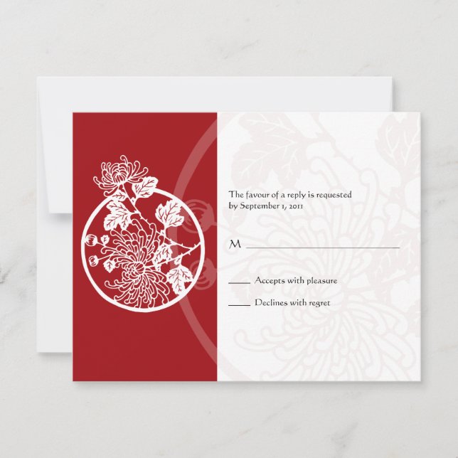 Carte de réponse du Mariage Chrysanthemum (Devant)