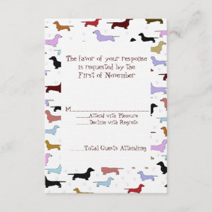 Carte de réponse du Mariage Cute Dachshund