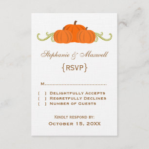 Carte de réponse du Mariage de automne citrouille
