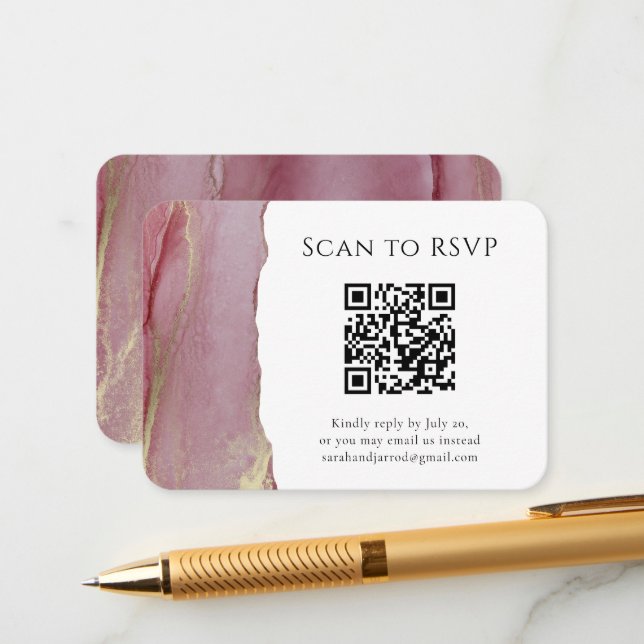 Carte de réponse du Mariage de code QR Abstrait Ch (Devant/Arrière en situation)