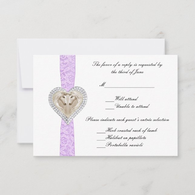 Carte de réponse du Mariage de dentelle violette U (Devant)