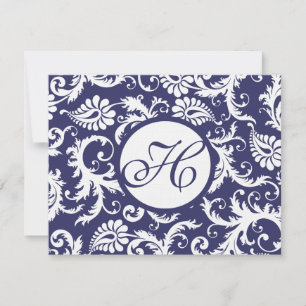 Carte de réponse du Mariage de la Marine Damask Sw