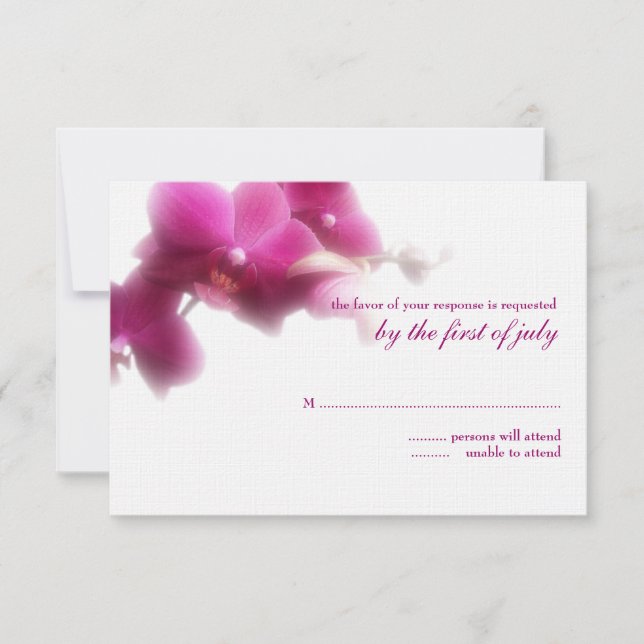Carte de réponse du Mariage de l'orchidée rose (Devant)