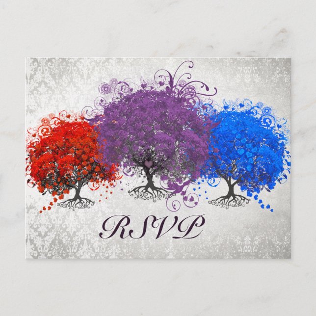 Carte de réponse du Mariage de monogramme de l'arb (Devant)