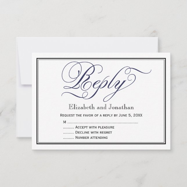 Carte de réponse du Mariage de script de calligrap (Devant)