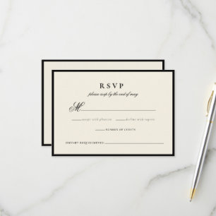 Carte de réponse du Mariage de script minimaliste 