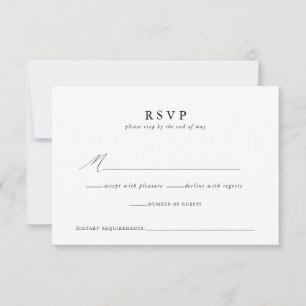 Carte de réponse du Mariage de script minimaliste 