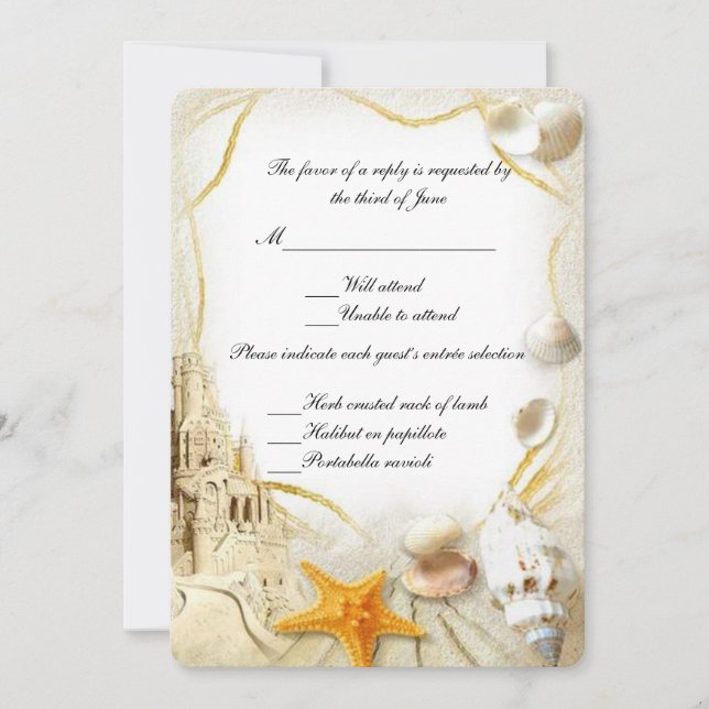 Carte de réponse du Mariage du château de sable de (Devant)