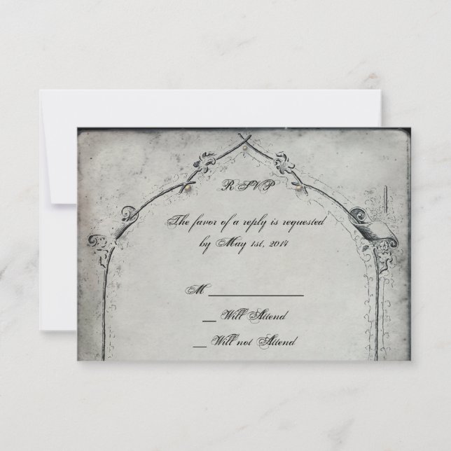Carte de réponse du Mariage du Rose noir gothique  (Devant)