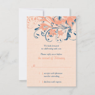 Carte de réponse du Mariage Floral Marine Blue Cor