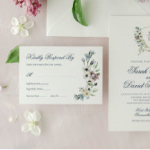 Carte de réponse du Mariage floral monogramme
