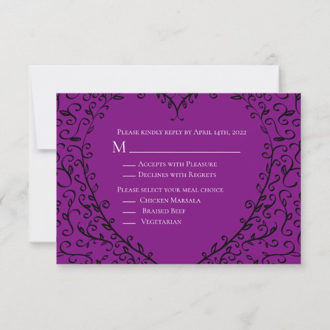 Carte de réponse du Mariage gothique du coeur mauv (Devant)