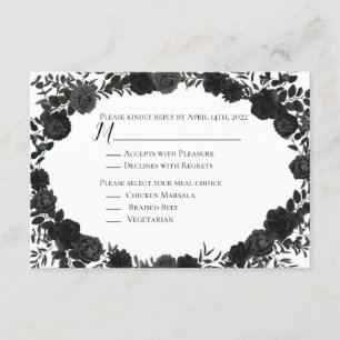 Carte de réponse du Mariage gothique Rose blanc et
