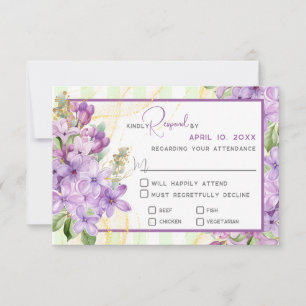Carte de réponse du Mariage Lilac violet