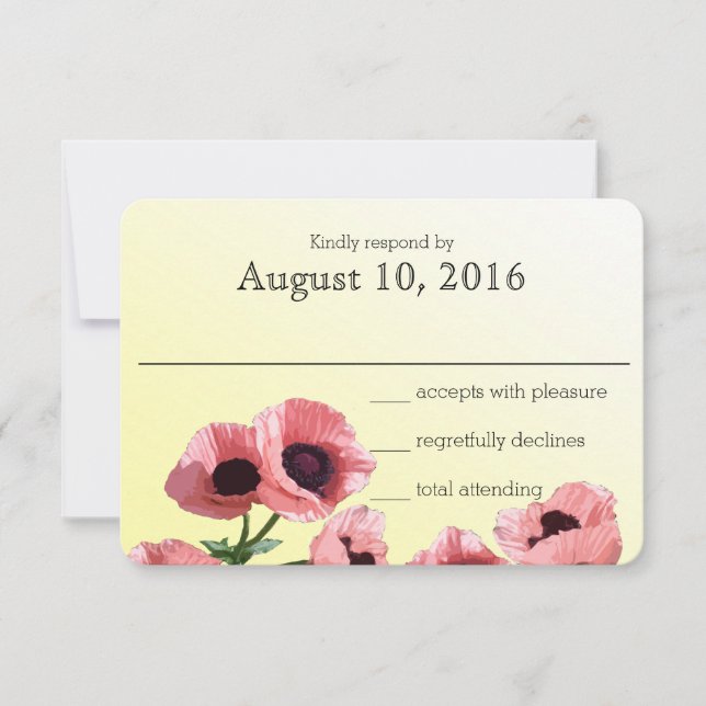 Carte de réponse du Mariage Pink Poppies (Devant)