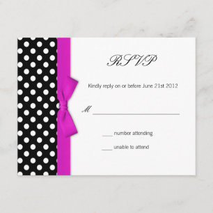 Carte de réponse du Mariage Poka Dot Hot Pink Bow