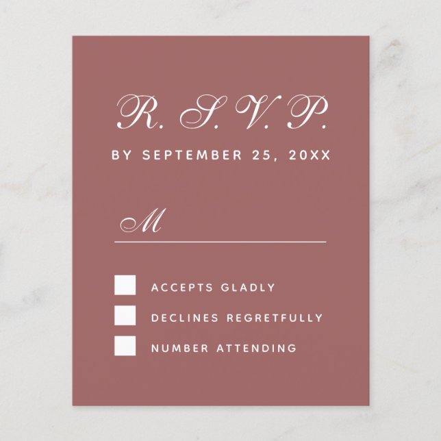 Carte de réponse du Mariage Rose du budget RSVP Ci (Devant)