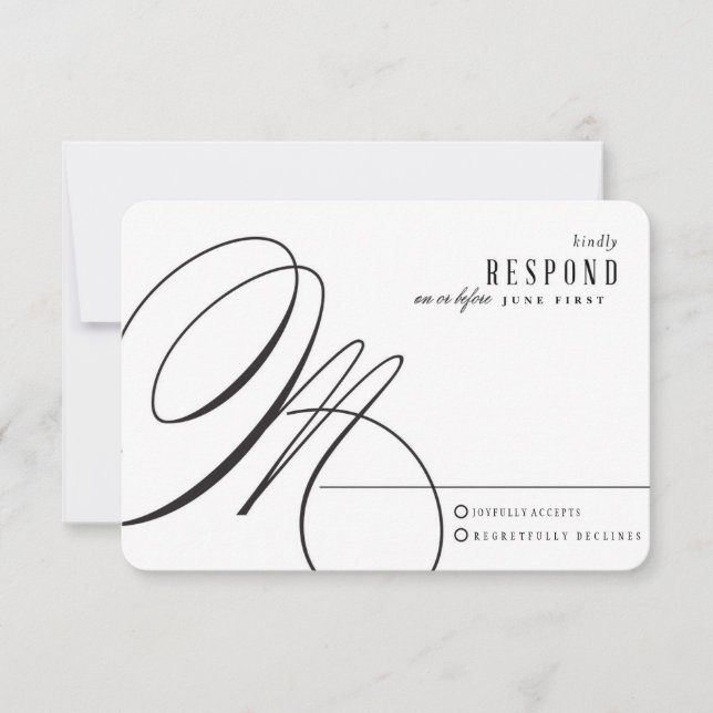 Carte de réponse du Mariage rose Gold Delicate (Devant)