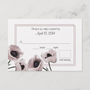 Carte de réponse du Mariage rose pavot