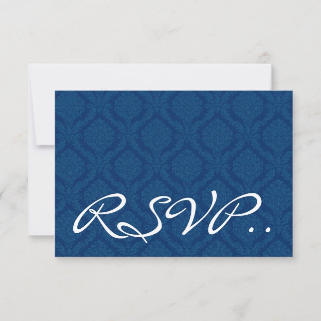 Carte de réponse du Mariage RSVP de Navy Blue Dama (Devant)