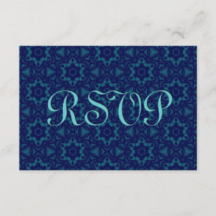 Carte de réponse du Mariage RSVP Marine Aqua Lace 