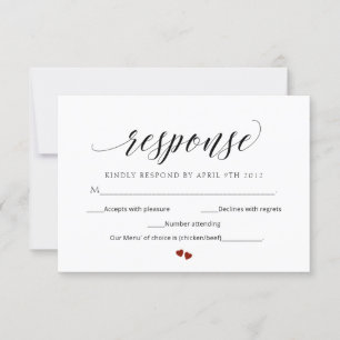 Carte de réponse du Mariage RSVP moderne à script 