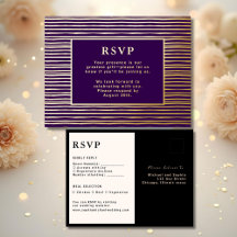 Carte de réponse du Mariage RSVP Moderne Royal Pur