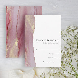 Carte de réponse du Mariage RSVP rose-Dusty modern